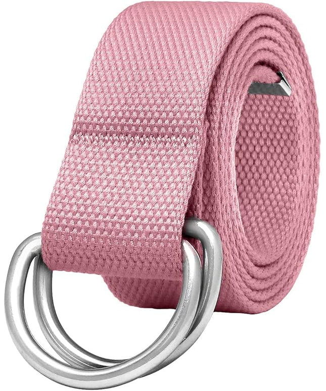 Falari Canvas Web Belt Metal Double D Ring Buckle for Men Women Casual Cloth Military Style Belt 1 1/2" Wide