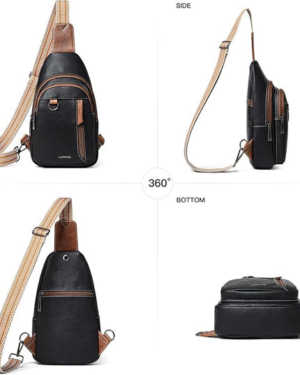 7L Sling Bag for Women Men Leather Small Sling Backpack Daypack Anti Theft Fanny Pack Crossbody Purse Travel