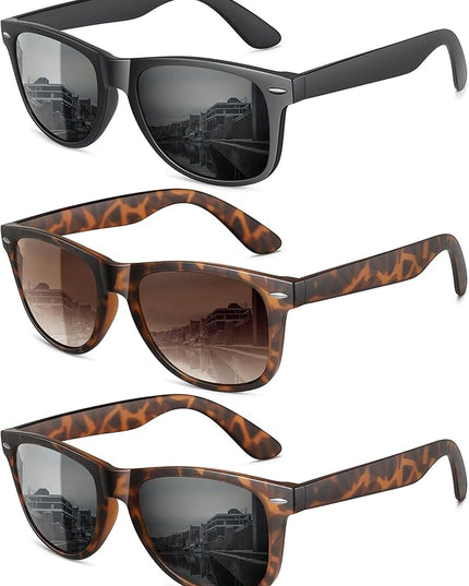 MEETSUN Polarized Sunglasses for Women Men Classic Retro Trendy Driving Sun Glasses UV400 Protection (3 Pack)
