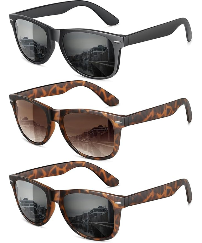 MEETSUN Polarized Sunglasses for Women Men Classic Retro Trendy Driving Sun Glasses UV400 Protection (3 Pack)