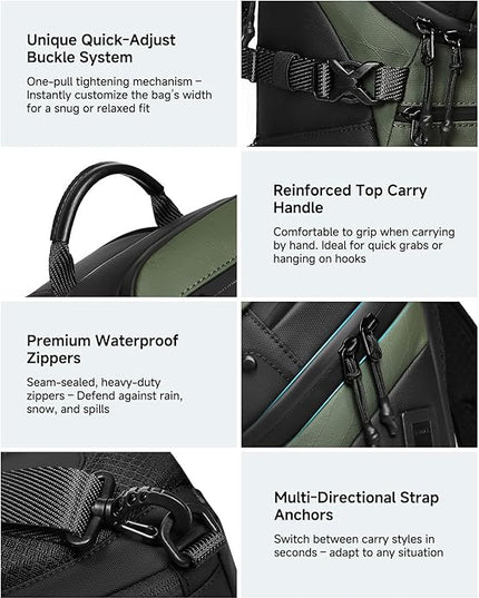 Somago Sling Backpack with USB Charging Port Water-Resistant Tactical Backpack Crossbody Chest Bag with Anti-theft Pocket