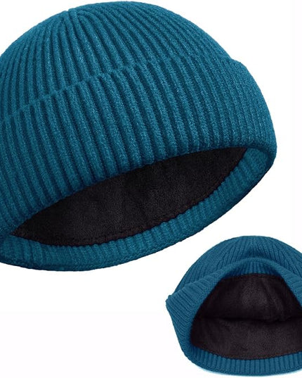 ROYBENS Swag Wool Knit Cuff Short Fisherman Beanie for Men Women, Winter Warm Hats