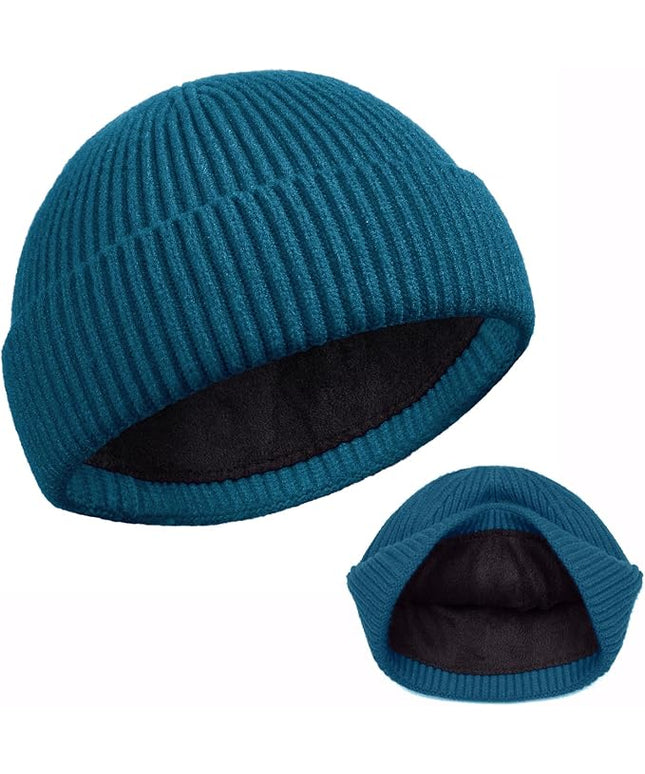 ROYBENS Swag Wool Knit Cuff Short Fisherman Beanie for Men Women, Winter Warm Hats