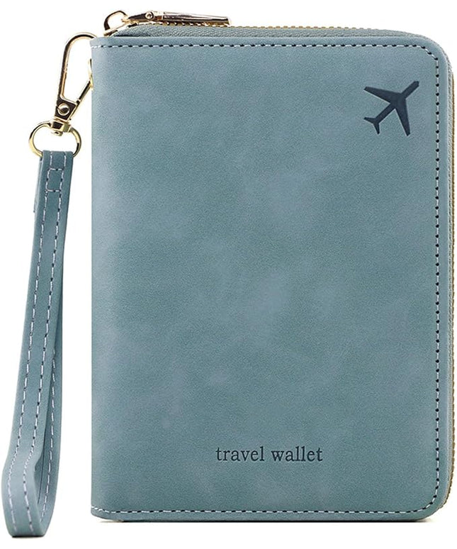 Passport Holder for Travel Women and Men RFID Passport Holder with Card Slots Holder Passport Case Passport cover Passport Wallet Travel Essentials and Accessories (Short Zipper, SZH-Blue)