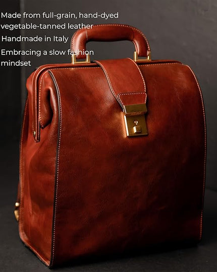 Time Resistance Leather Backpack for Men and Women - Business Rucksack Laptop Bag (Cognac Brown)