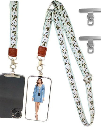 LEMEDE Wrist Keychain and Adjustable Phone Lanyard, Silver Hook Phone Crossbody Strap with 360° Rotating Phone Pads