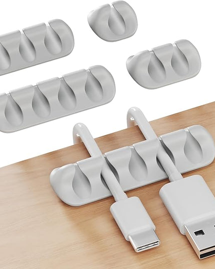 GLUIT Adhesive Desktop Cable Organizer Versatile Cord Holders Wire Clips and Cable Holder Cord Organizer for Desk Table Accessories Office Spaces New Grey 5 Pack