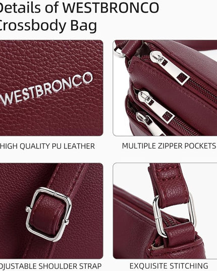 WESTBRONCO Crossbody Bags for Women, Medium Size Shoulder Handbags, Satchel Purse with Multi Zipper Pocket