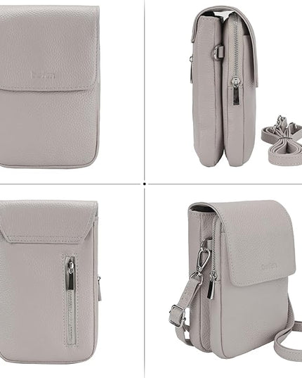 befen Genuine Leather Small Crossbody Bags for Women, Cell Phone Cross body Purse Bag with RFID Blocking Card Slots