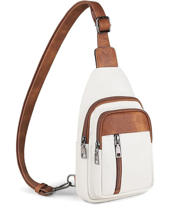 MASINTOR Sling Bag for Women - Crossbody Bags Fanny Pack with Vegan Leather - Adjustable Sling Backack for Travel