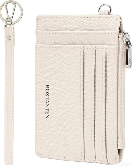 BOSTANTEN Small Wallet For Women RFID Leather Credit Card Holder Slim Wristlet Keychain Wallet With Zipper Pocket
