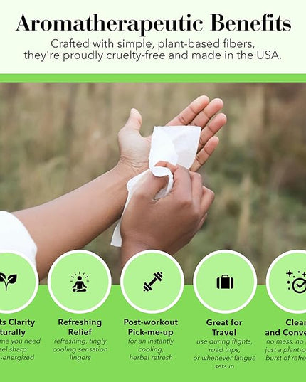 Herban Essentials - Peppermint Wipes & Towelettes - Essential Oil Wipes for Hands & Body - Travel Size Essentials and Toiletries - Natural, Individually Wrapped, Disposable & Moist Refresh (7 count)