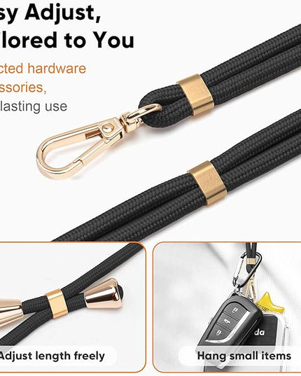 Phone Lanyard Universal Crossbody Cell Phone Strap Anti-Theft Adjustable Neck Lanyard for iPhone 17 Pro Max 2pcs Phone Patchs Tether Pads Dark Grey