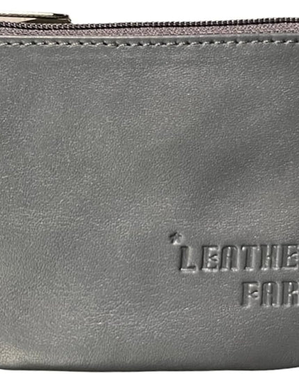 LEATHER FARM's lambskin leather coin pouch/coin purse for both mens and womens. (GREY)