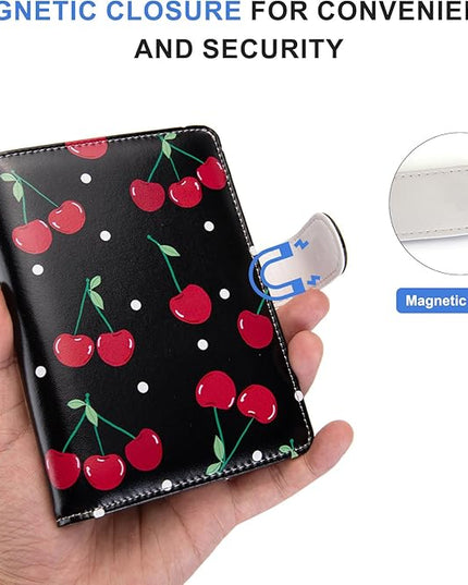 Passport Holder for Travel Essentials, RFID Blocking Passport Wallet Cover with Magnetic Closure, Passport Book Holders for Women and Men (Cherry)