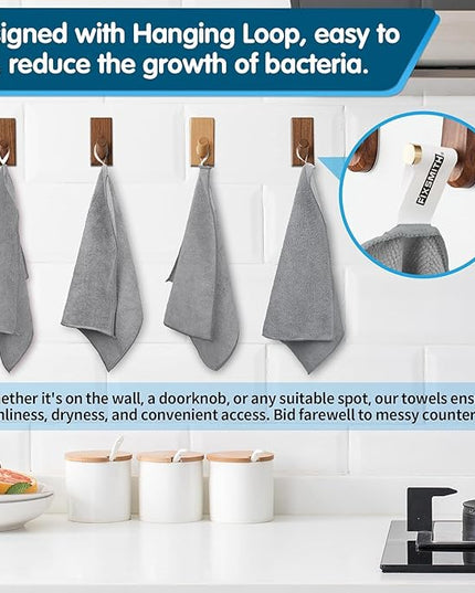 FIXSMITH Grey Microfiber Cleaning Cloth -Pack of 24, Highly Absorbent Cleaning Rags, 16"X12" All Purpose Cleaning Towels for Housekeeping, Kitchen, Car, Lint Free and Reusable Microfiber Towels