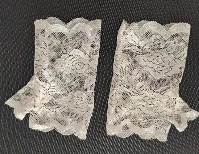 Women's Short Lace Gloves Fingerless for Driving Wedding Wrist Length Bridal Prom Gloves