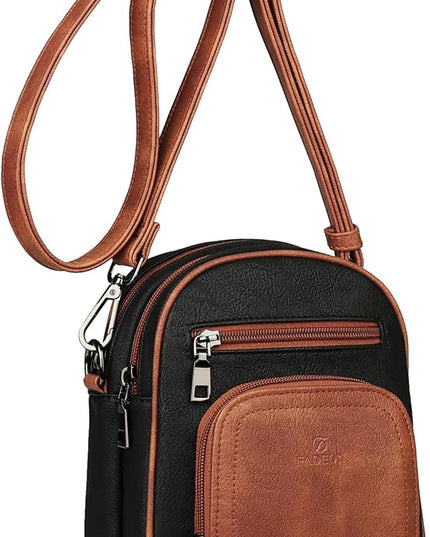 FADEON Small Purses for Women Crossbody Bags, Designer PU Leather Mini Cross Body Purse Travel Shoulder Bag Card Slots