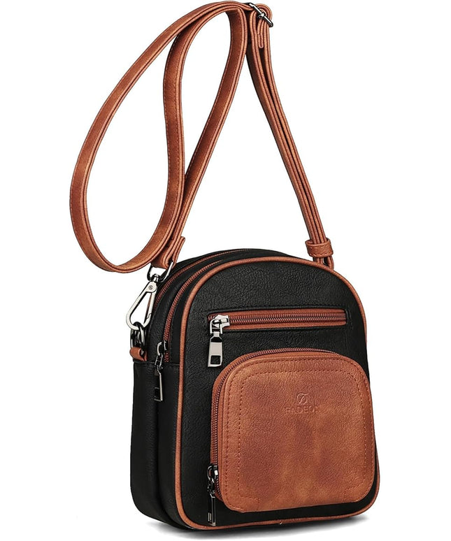 FADEON Small Purses for Women Crossbody Bags, Designer PU Leather Mini Cross Body Purse Travel Shoulder Bag Card Slots