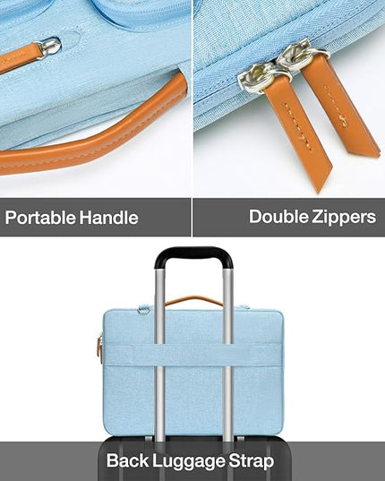 MOSISO 360 Protective Laptop Shoulder Bag,13-13.3 inch Computer Bag Compatible with MacBook, HP, Dell, Lenovo, Asus Notebook,Side Open Messenger Bag with 4 Zipper Pockets&Handle, Air Blue