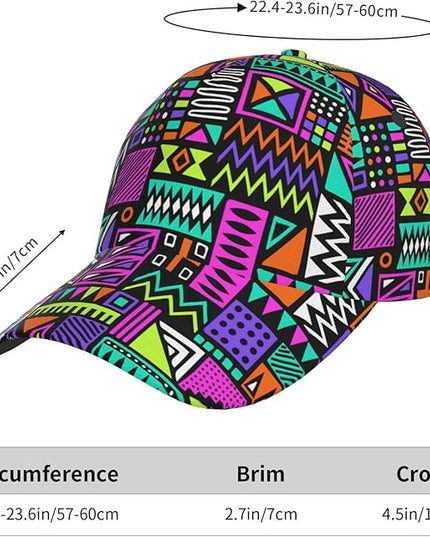 African Ethnic Tribal Style Baseball Cap for Men Women, Fashion Adjustable African Hat Casual Trucker Hats Sun Caps
