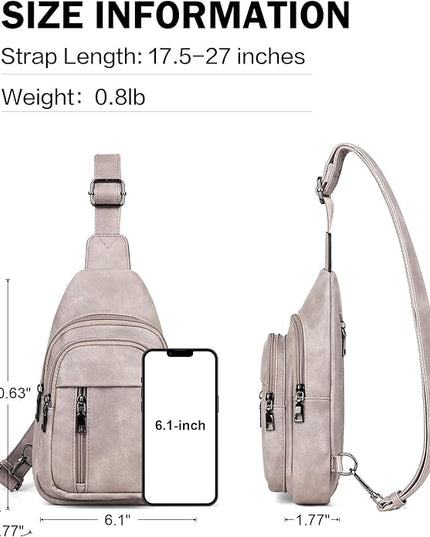 MASINTOR Sling Bag for Women - Crossbody Bags Fanny Pack with Vegan Leather - Adjustable Sling Backack for Travel