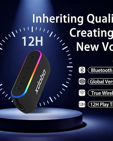 xdobo X8 III Portable Bluetooth Speaker Small Bluetooth Speaker Waterproof: IPX7 Computer Speakers Wireless with RGB Lights for Home/Outdoor/Party/Beach/Birthday Gift