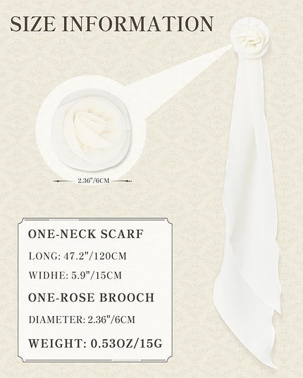 Chiffon Scarf for Women, Removable Flower Neck Scarf Light Soft Fashion Rose Scarves Versatile Headband or Hair Band