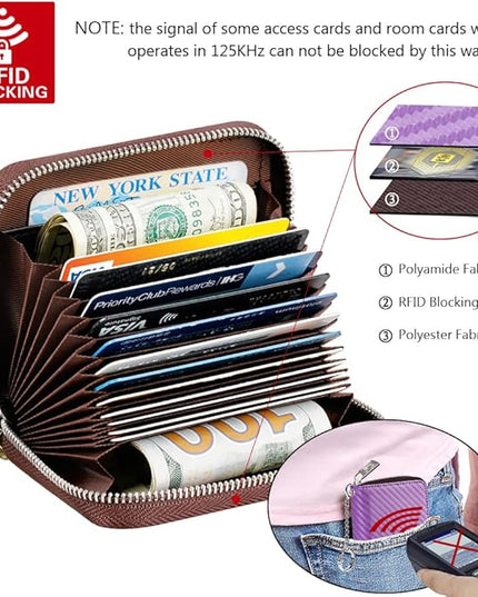 FurArt Zipper Wallet Women, RFID Blocking Credit Card Wallet, Business Card Holder, Compact Size KeyChain Wallet