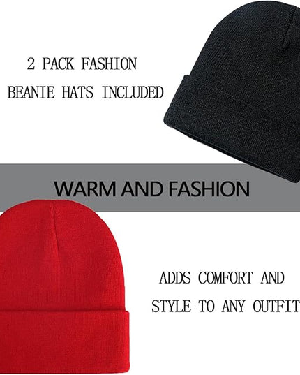 ZOORON 1&2 Pack Beanie for Men Women Slouchy Beanie Hats Winter Knit Caps Soft Ski Hat Unisex