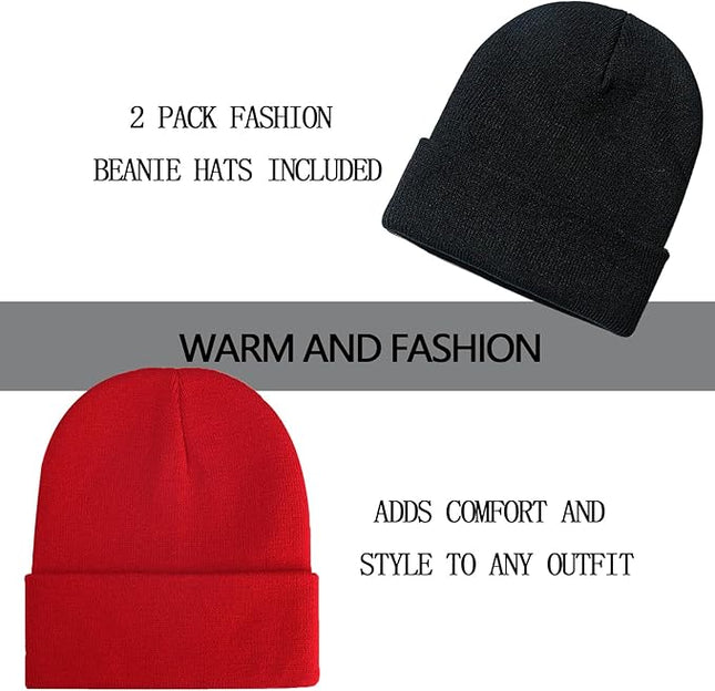 ZOORON 1&2 Pack Beanie for Men Women Slouchy Beanie Hats Winter Knit Caps Soft Ski Hat Unisex
