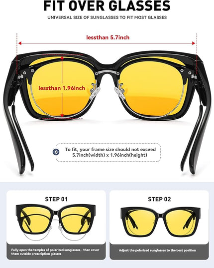 MEETSUN Oversized Fit Over Glasses Sunglasses for Women Men Large Trendy Polarized Sunglasses for Driving UV Protection