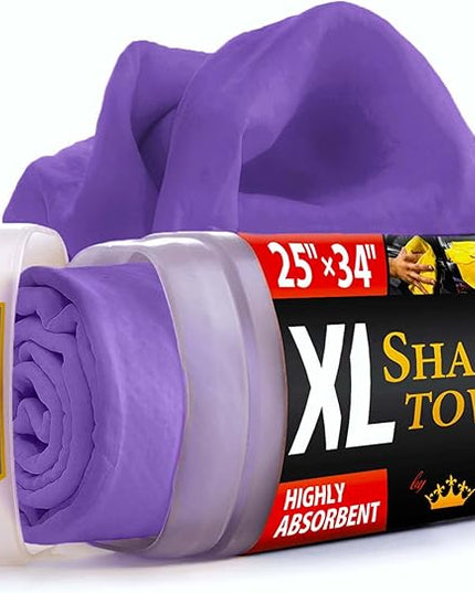 Premium XL Shammy Towel for Car - 34”x25” - Super Absorbent Chamois Cloth - Spots & Scratch-Free - Reusable Car Drying Towel