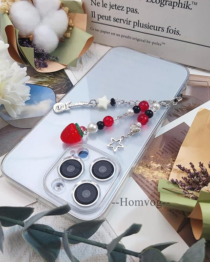 1-4PCS Cute Phone Charms Aesthetic Y2K Cell Phone Charms Strap Pink Strawberry Butterfly Star PhoneCharm Y2K Accessories for Bag Keychain Airpods Camera Pendants Decor