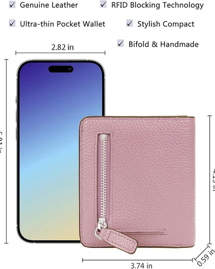 AINIMOER Small Leather Wallet for Women, Ladies Credit Card Holder RFID Blocking Women's Mini Bifold Pocket Purse