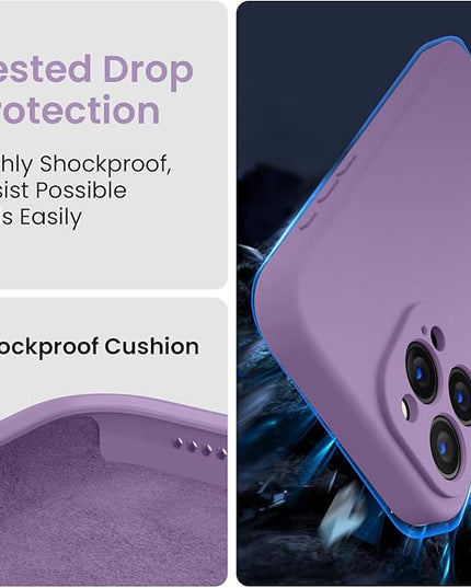 FireNova Designed for iPhone 16 Pro Case, Silicone Upgraded [Camera Protection] Phone Case with [2 Screen Protectors], Soft Anti-Scratch Microfiber Lining Inside, 2024, Light Purple