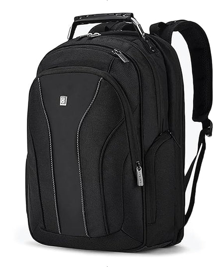 LEVEL8 Laptop Backpack, Work Backpack for Men Women, Travel Computer Bag for Business Fits 15.6" Laptop and Notebook - Black