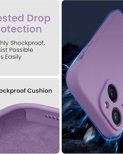 FireNova Designed for iPhone 15 Case, Silicone Upgraded [Camera Protection] Phone Case with [2 Screen Protectors], Soft Anti-Scratch Microfiber Lining Inside, 6.1 inch, Light Purple