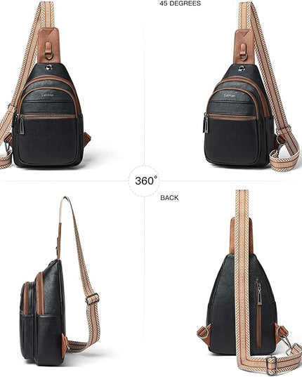Sling Bag For Women Faux Leather Small Casual Daypack Backpack Fanny Pack Crossbody Chest Bags Purse