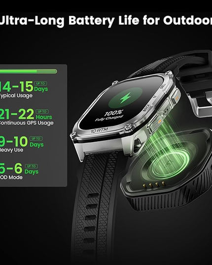 KOSPET Tank M4 Smart Watch for Men, Full Stainless Steel, GPS & Offline Maps,10ATM Waterproof 45m Freediving, 50-Day Battery, Bluetooth Calls, 24/7 Heart Monitor, for Android & iOS