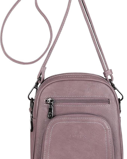 FADEON Small Purses for Women Crossbody Bags, Designer PU Leather Mini Cross Body Purse Travel Shoulder Bag Card Slots