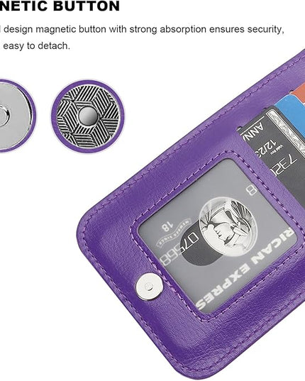 KIHUWEY Compatible with iPhone 13 Pro Max Case Wallet with Credit Card Holder, Premium Leather Magnetic Clasp Kickstand Heavy Duty Protective Cover for iPhone 13 Pro Max 6.7 Inch(Dark Purple)