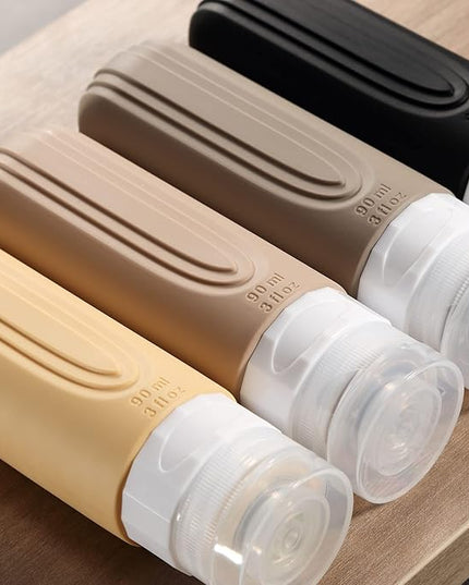 Travel Bottles for Toiletries, Tsa Approved 3oz Travel Size Containers BPA Free Leak Proof Refillable Liquid Silicone Squeezable Travel Accessories for Shampoo Conditioner Lotion (4 Pack)