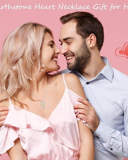 Infinity Love Heart Birthstone Necklace for Women Wife, S925 Sterling Silver Anniversary for Women Wife Birthday Gift for Her Girlfriend Mom Daughters, I Love You Women's Jewelry 18k Rose Gold Filled