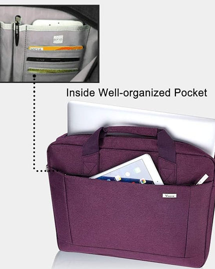 Voova Laptop Bag Case 17 17.3 Inch Computer Sleeve Messenger Bag with Shoulder Strap Expandable Waterproof Large Capacity Business Briefcase for Work Travel Fit 17-18” Laptop, Women Ladies, Purple