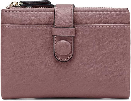 AOXONEL Women's Wallets Leather Wallets for Women Rfid Small Ladies Wallet Billfolds for Women,Trifold Mini Wallets for Women with Double Zipper Coin Pocket (Purple)