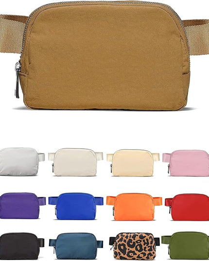 YOSHUYUKI Cross Body Fanny Packs for Women Men Fashion Waist Bag Pouch Nylon Small Travel Crossbody Bags Mini Purse Everywhere Belt Bag Bum Bag with Adjustable Strap for Workout Running Hiking Caramel