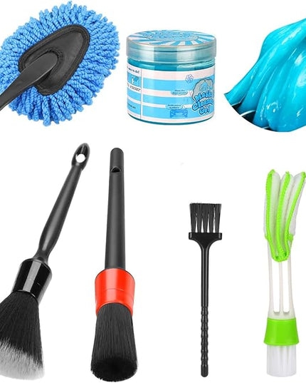 Luscinum Car Interior Duster Detailing Cleaning Gel Brushes Kit, Soft Dust Detail Crevice Brush Slime Putty Cleaner Accessories Tools for Dashboard,Air Vent,Panel,Leather