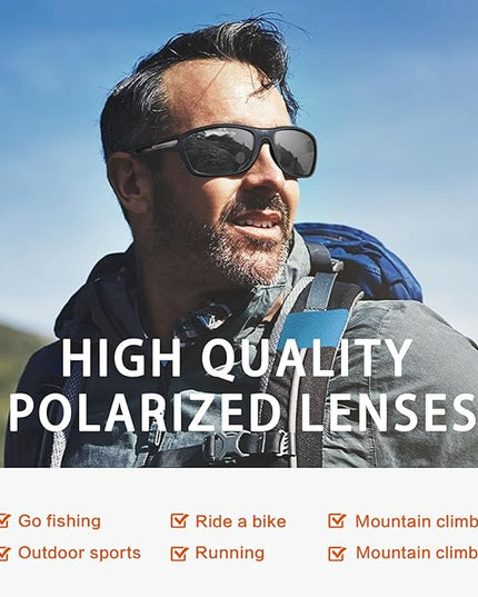 suoso Polarized Sports Sunglasses for Men: UV400 Protection Glasses Womens Wrap Around Goggles for Driving Fishing