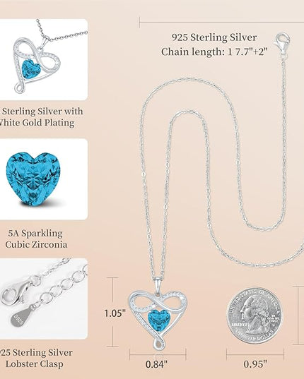 925 Sterling Silver Infinity Necklace - Exquisite Silver Jewelry for Women, Love Heart Necklace for Birthday, Anniversary, Valentine’s Day - Ideal Gift for Girlfriend, Wife, Mom, or Her